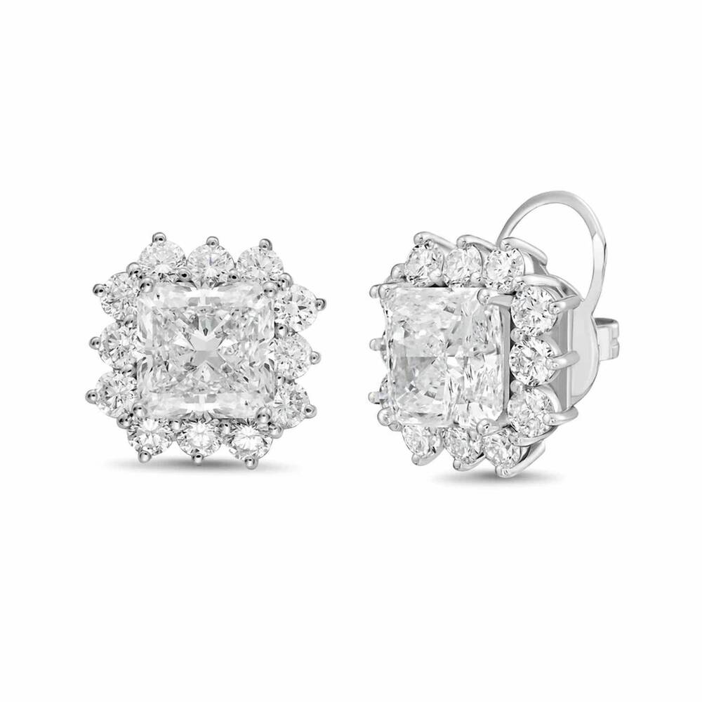 NEW DIANA M JEWELS women's radiant lab-grown diamond stud earrings (6.00 ct tcw) - Picture 2 of 2